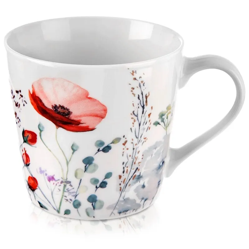 Kubek Porcelanowy Kwiaty MAKI 430 ml MEBLIVA