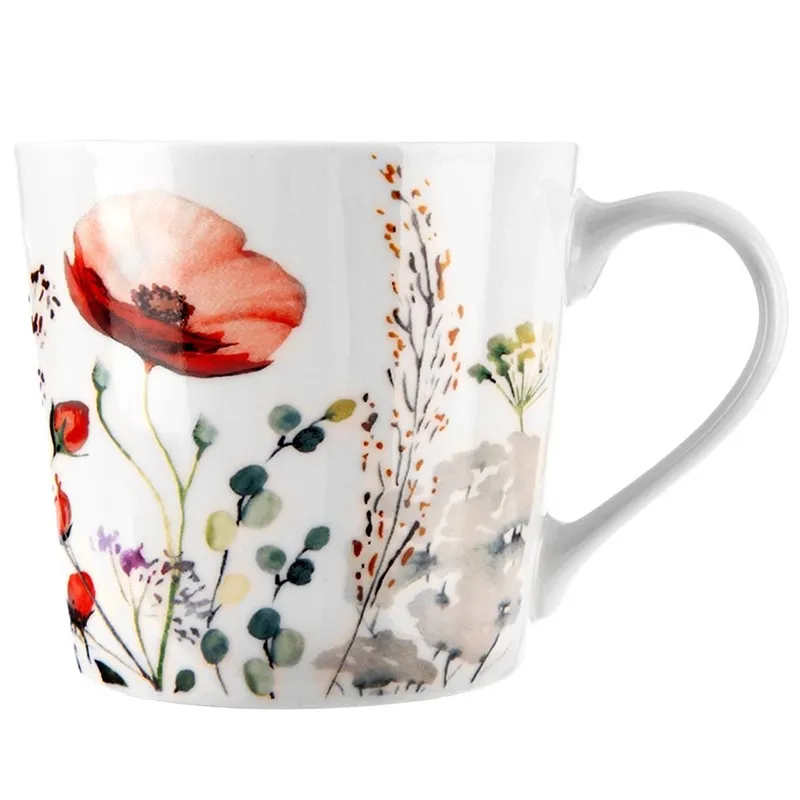 Kubek Porcelanowy Kwiaty MAKI 430 ml MEBLIVA
