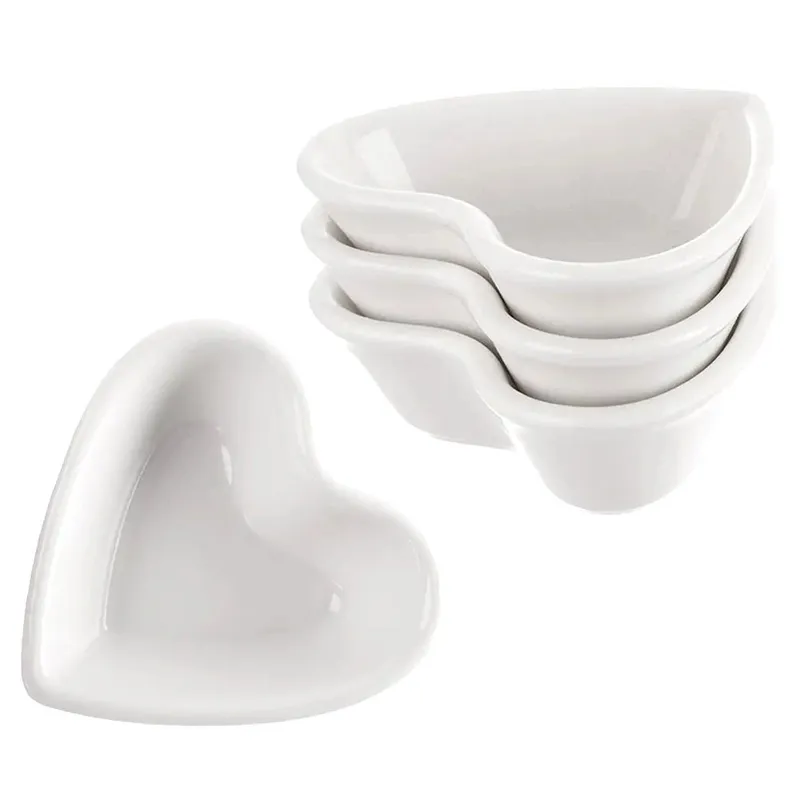 Miseczki Do Serwowania Serce 4 szt. Porcelana Do Mikrofalówki MEBLIVA