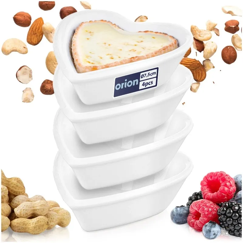 Miseczki Do Serwowania Serce 4 szt. Porcelana Do Mikrofalówki MEBLIVA