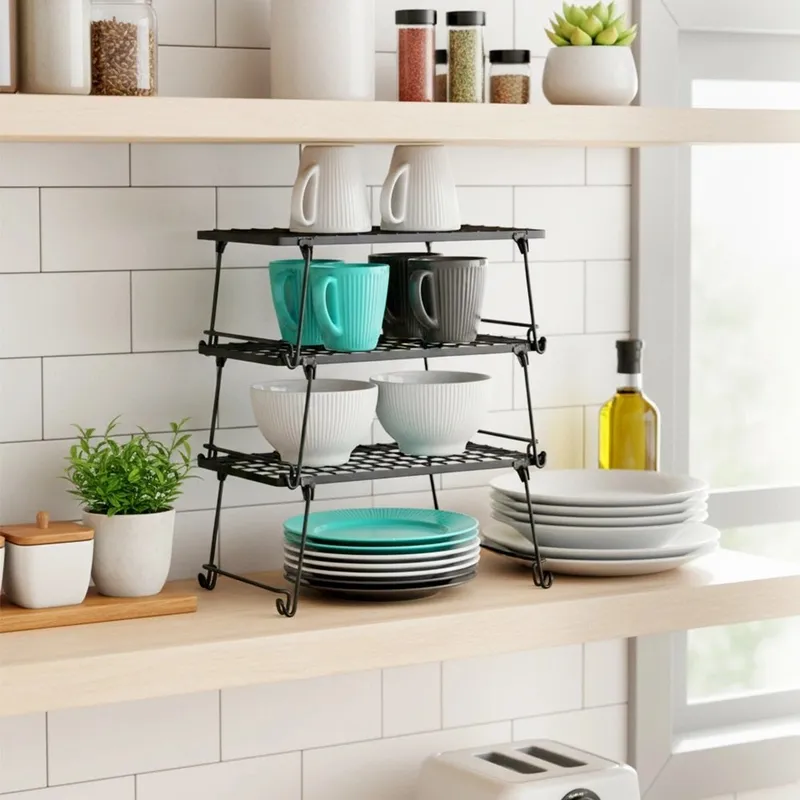 Półka Wkład Do Szafki Kuchennej Składana Metal Loft 36 cm MEBLIVA - Czarna
