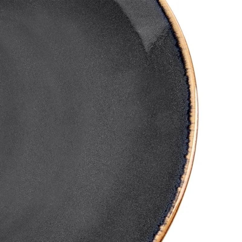 Talerz Deserowy 20,5 cm Ceramika Glaze Nakrapiany Zmywarka MEBLIVA - Szary