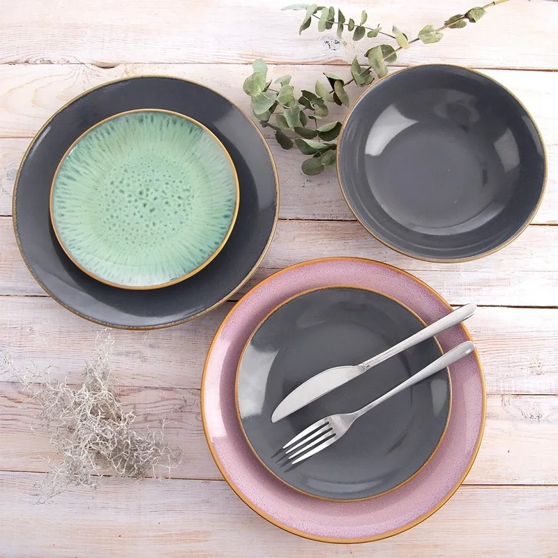 Talerz Głęboki 900 ml Ceramika Glaze Do Zup Makaronów MEBLIVA - Różowy