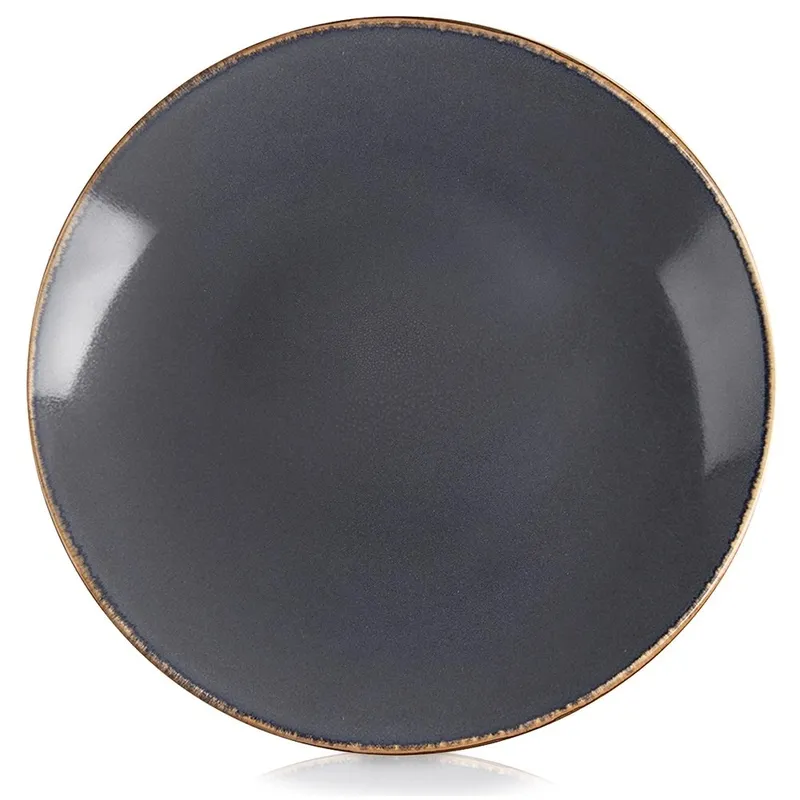 Talerz Obiadowy Płytki 27 cm Ceramika Glaze Nakrapiany MEBLIVA - Szary