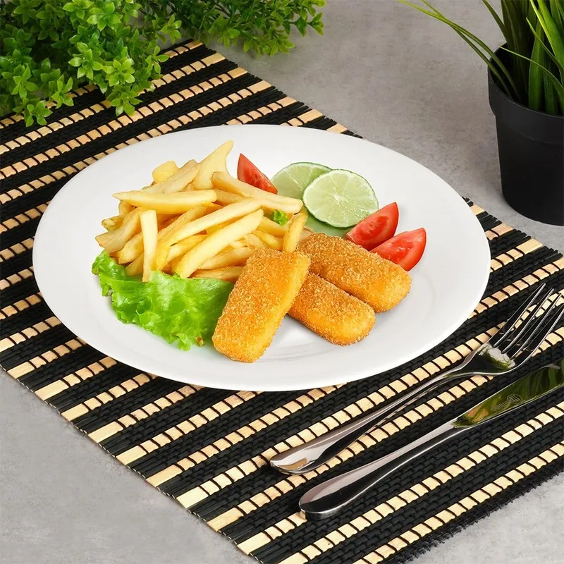 Talerze Obiadowe Płytkie Szkło 6 szt. 25,5 cm Opalowe MEBLIVA - Białe