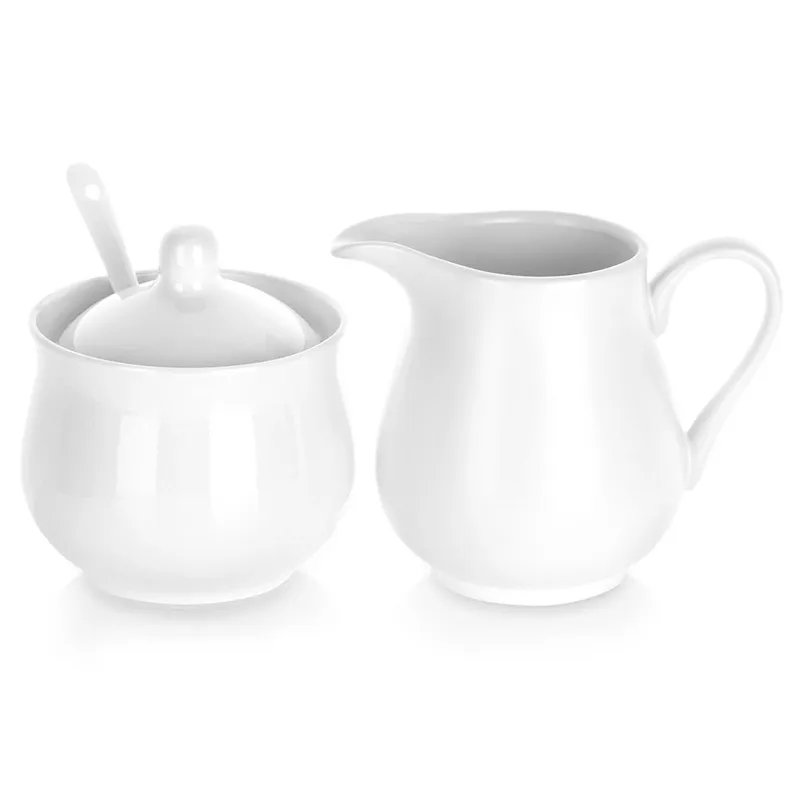 Zestaw Porcelanowy Mlecznik 250ml I Cukierniczka 230ml MEBLIVA - Białe