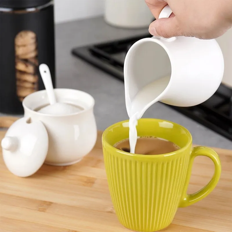 Zestaw Porcelanowy Mlecznik 250ml I Cukierniczka 230ml MEBLIVA - Białe
