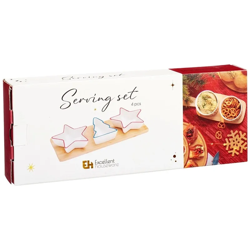 Zestaw Do Serwowania Przekąsek Gwiazda/Choinka 4 el. Porcelana MEBLIVA
