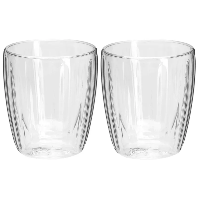2 x Szklanka Termiczna Espresso 120ml Podwójne Szkło Paskowane MEBLIVA