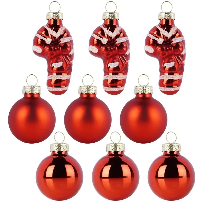 Bombki Szklane Zestaw 9 szt. 3 cm Dekoracja Choinkowa MEBLIVA - Czerwone