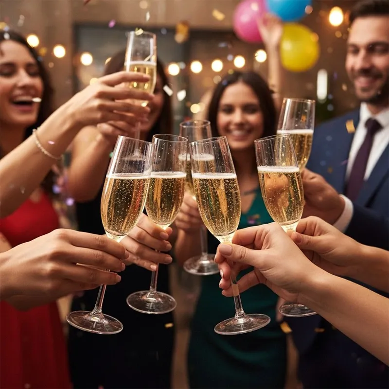 Kieliszki Do Szampana Prosecco 4 szt. 210 ml Szkło Wzór Paski MEBLIVA