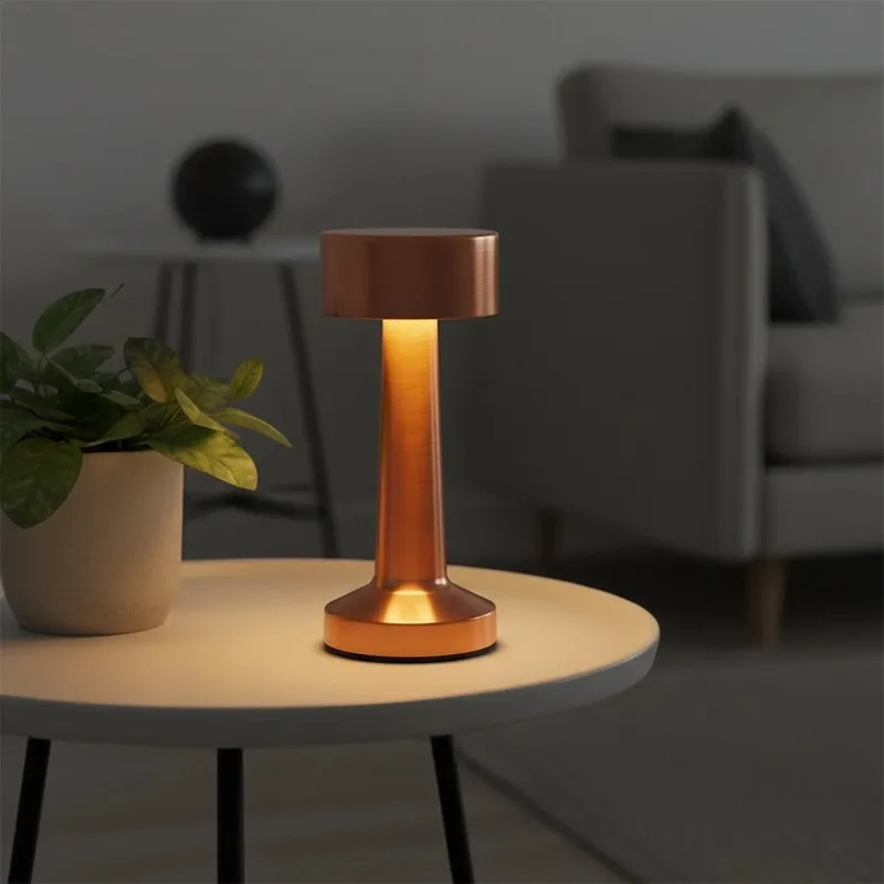 Lampka Stołowa LED 21 cm Akumulator 3 Tryby Ściemnianie USB MEBLIVA - Złota