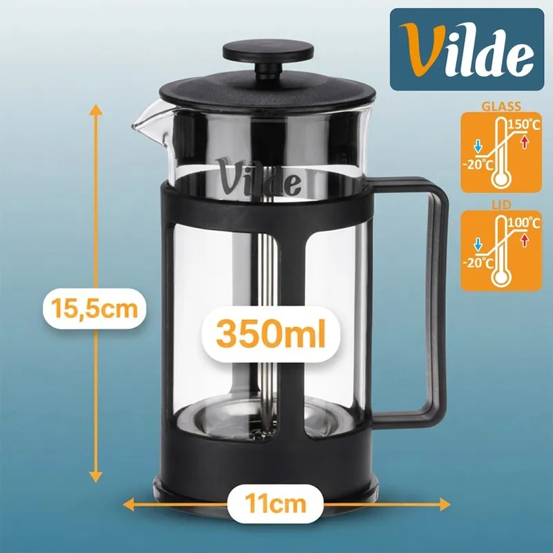 Zaparzacz Tłokowy French Press Kawa Herbata 350 ml Szkło MEBLIVA
