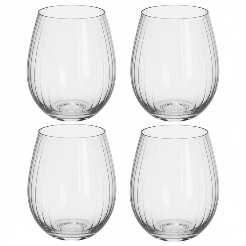 Zestaw 4 Szklanek 400ml Paskowane Szkło Do Wody Drinków Whisky MEBLIVA