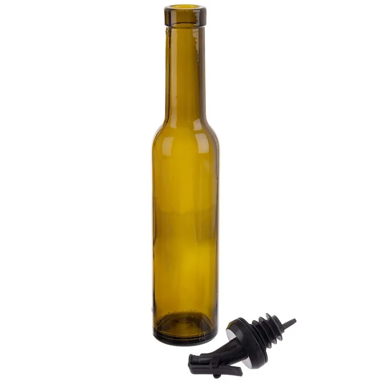 Butelka Na Oliwę Ocet 210 ml Szklana Ciemna Z Dozownikiem MEBLIVA - Brązowa