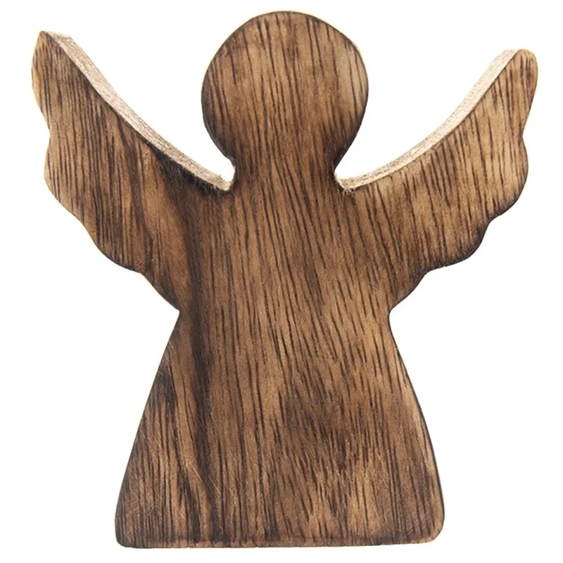 Figurka Anioł Drewno Mango 10 cm Dekoracja Loft Naturalna Boże MEBLIVA