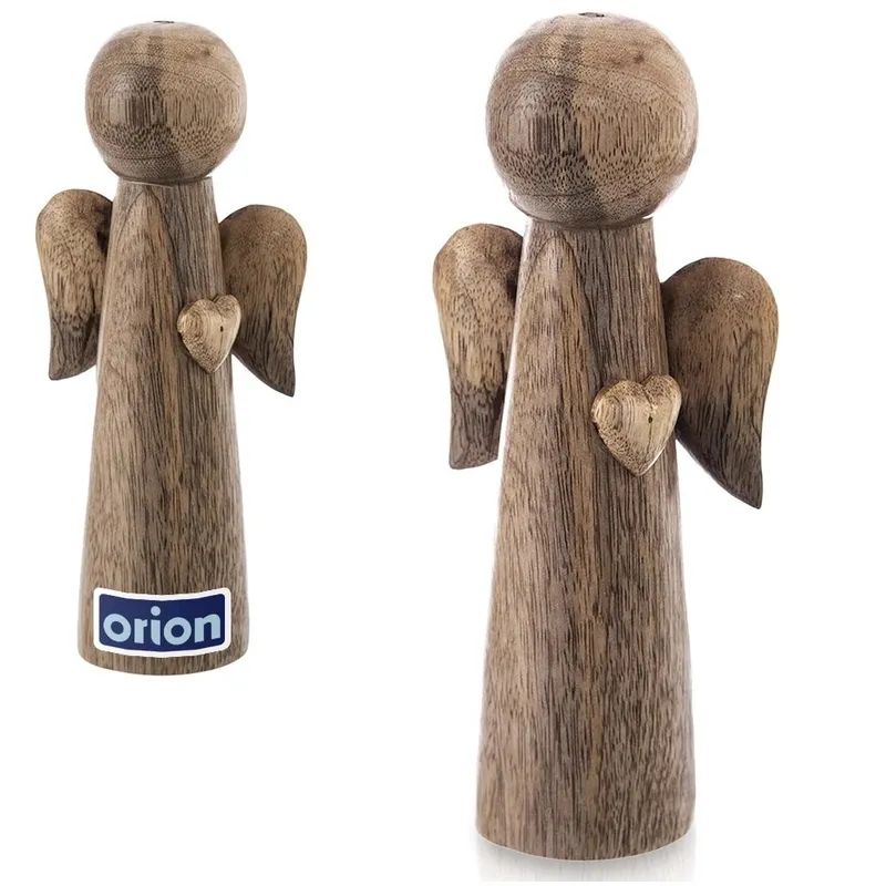 Figurka Anioł Drewno Mango 21 cm Stylowa Dekoracja Świąteczna MEBLIVA
