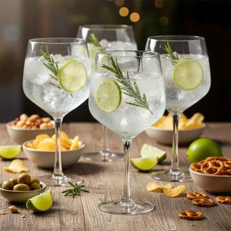 Kieliszki Do Ginu I Drinków 580 ml Ryflowane Zestaw 4 Sztuk Bar MEBLIVA