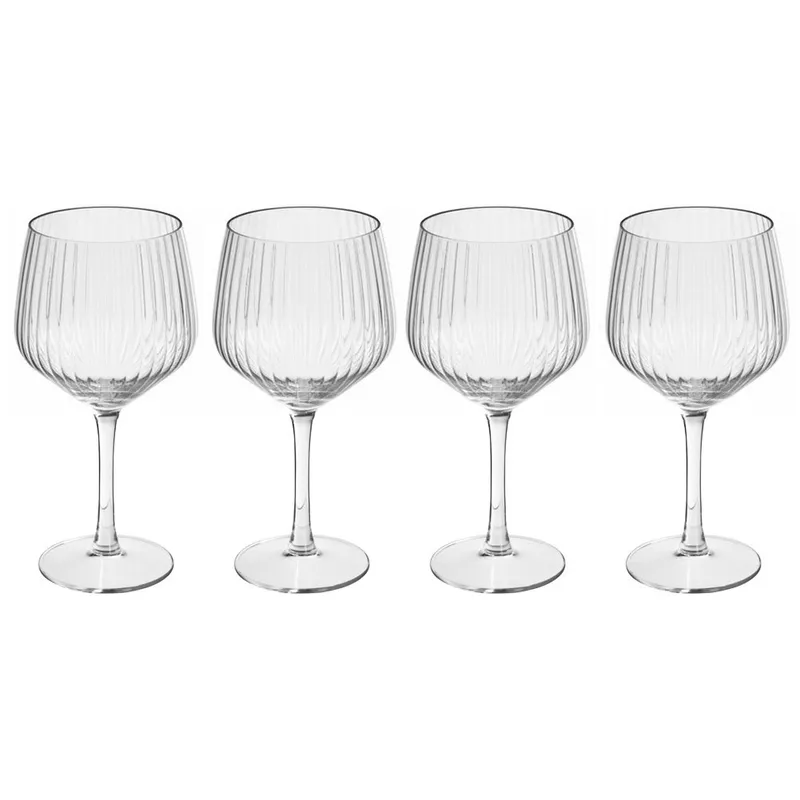 Kieliszki Do Ginu I Drinków 580 ml Ryflowane Zestaw 4 Sztuk Bar MEBLIVA