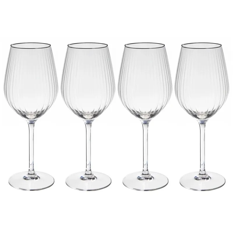 Kieliszki Do Wina Czerwonego 490 ml Ryflowane Komplet 4 szt. MEBLIVA