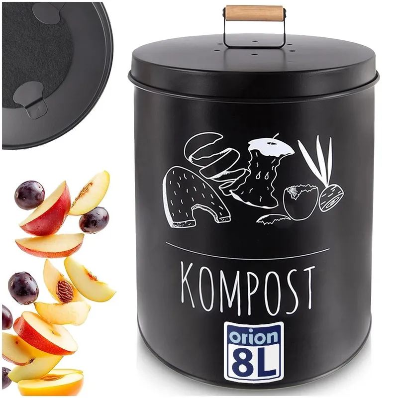 Kompostownik Kuchenny 8 l Metalowy Filtr Węglowy Bioodpady GARDIVA - Czarny