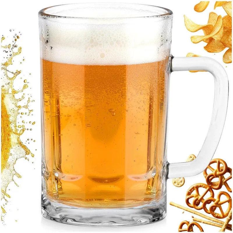 Kufel Do Piwa Szklany 330 ml Z Uchem Gruby Klasyczny Prezent MEBLIVA