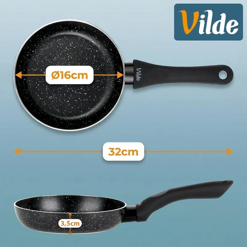 Patelnia Granitowa 16 cm Black Line Indukcja Gaz Non-Stick MEBLIVA