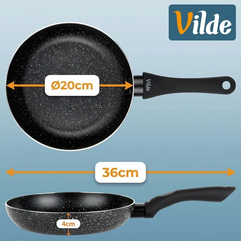 Patelnia Granitowa 20 cm Black Line Indukcja Gaz Non-Stick MEBLIVA