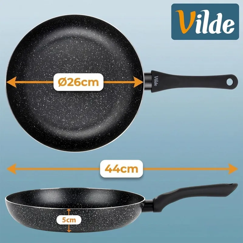Patelnia Granitowa 26 cm Black Line Indukcja Gaz Non-Stick MEBLIVA