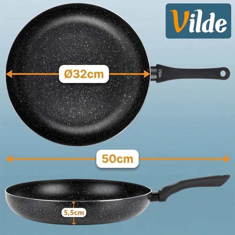 Patelnia Granitowa 32 cm Black Line Indukcja Gaz Non-Stick MEBLIVA