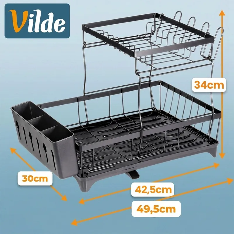 Suszarka Do Naczyń 2 Poziomy 49,5 cm Z Wylewką Ociekacz Loft MEBLIVA