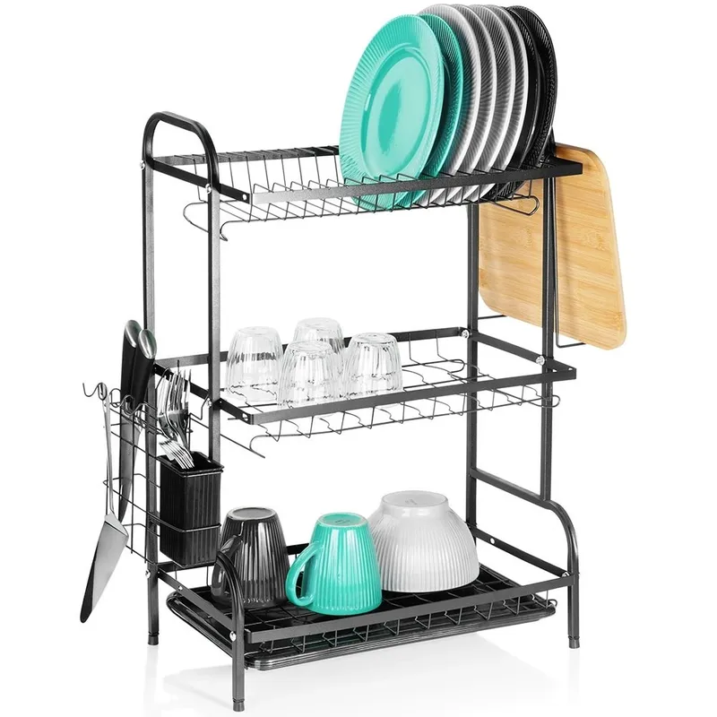 Suszarka Do Naczyń 3 Poziomy XXL 60 cm Ociekacz Loft MEBLIVA - Czarny