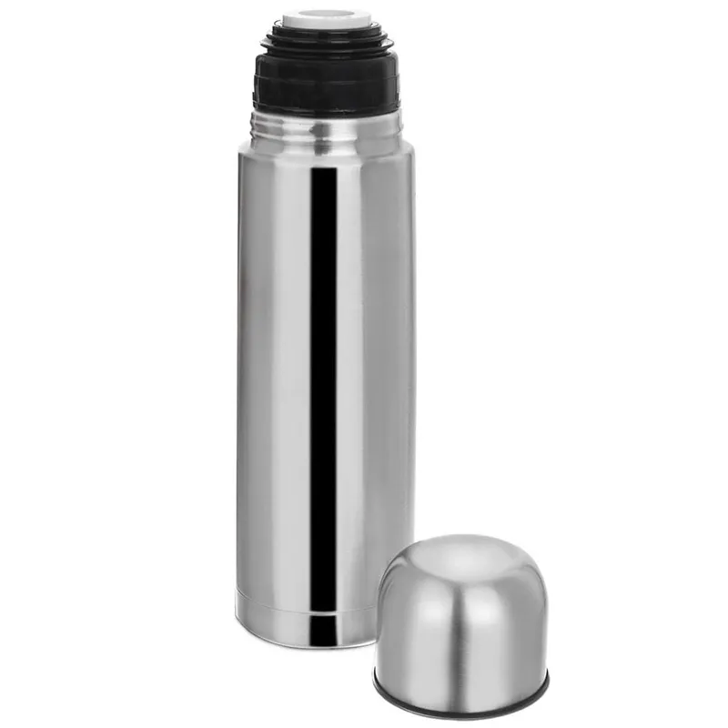 Termos Stalowy 750 ml Turystyczny Bidon Ciepło MEBLIVA - Srebrny