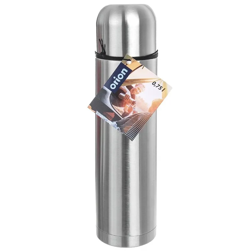 Termos Stalowy 750 ml Turystyczny Bidon Ciepło MEBLIVA - Srebrny