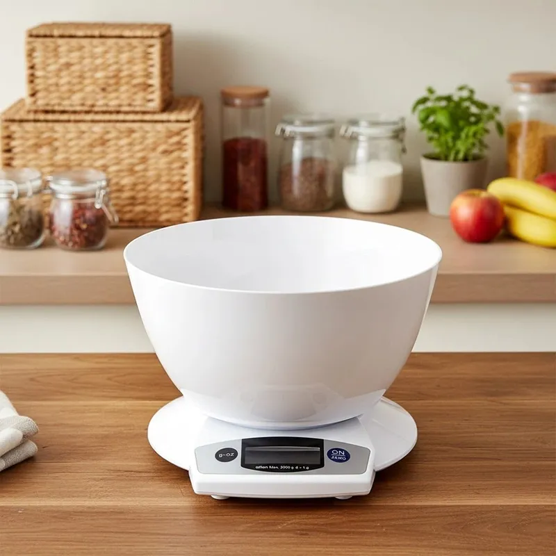 Waga Kuchenna Cyfrowa Z Misą 2,5 l LCD Funkcja TARA 5 kg MEBLIVA - Biała