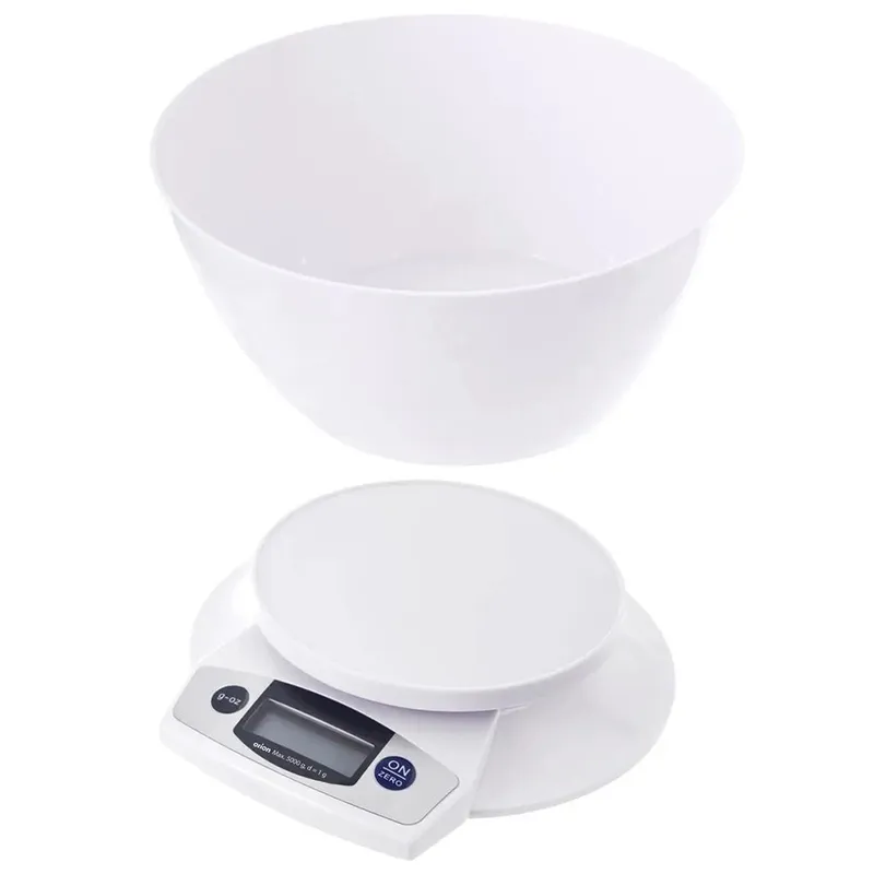 Waga Kuchenna Cyfrowa Z Misą 2,5 l LCD Funkcja TARA 5 kg MEBLIVA - Biała