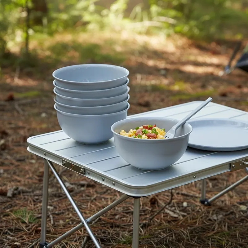 Zestaw 6 Miseczek 500 ml Nietłukące Miski Na Camping Piknik MEBLIVA - Szare