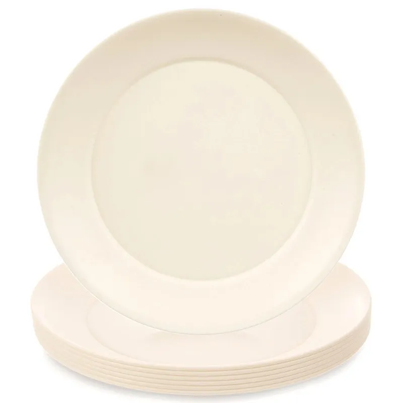 Zestaw 6 Talerzy Obiadowych 23,5 cm Plastikowe Piknik MEBLIVA - Kremowe