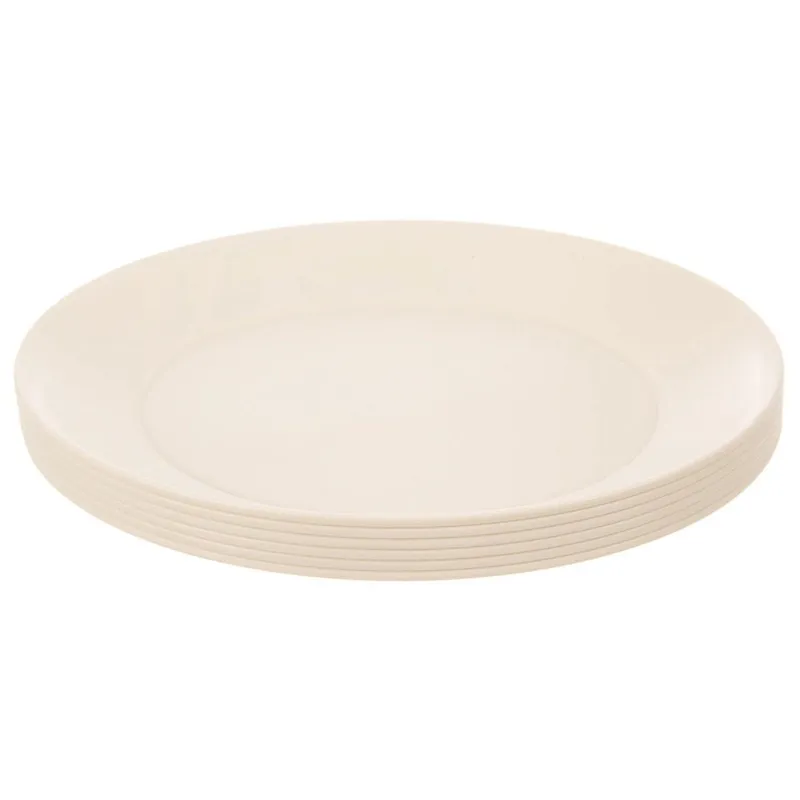 Zestaw 6 Talerzy Obiadowych 23,5 cm Plastikowe Piknik MEBLIVA - Kremowe