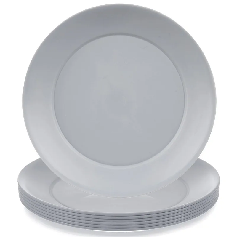 Zestaw 6 Talerzy Obiadowych 23,5 cm Nietłukące Do Mikrofali MEBLIVA - Szare