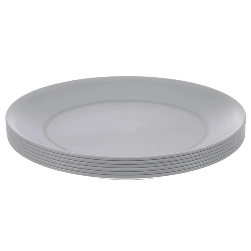 Zestaw 6 Talerzy Obiadowych 23,5 cm Nietłukące Do Mikrofali MEBLIVA - Szare