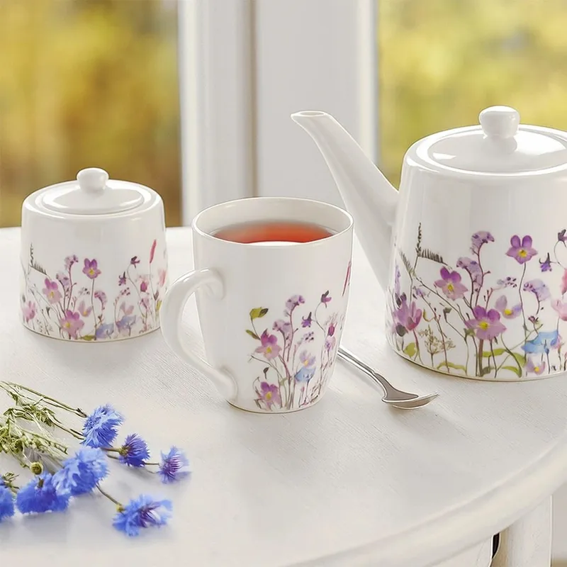 Cukiernica Porcelanowa Z Pokrywką Louka 320 ml Polne Kwiaty MEBLIVA