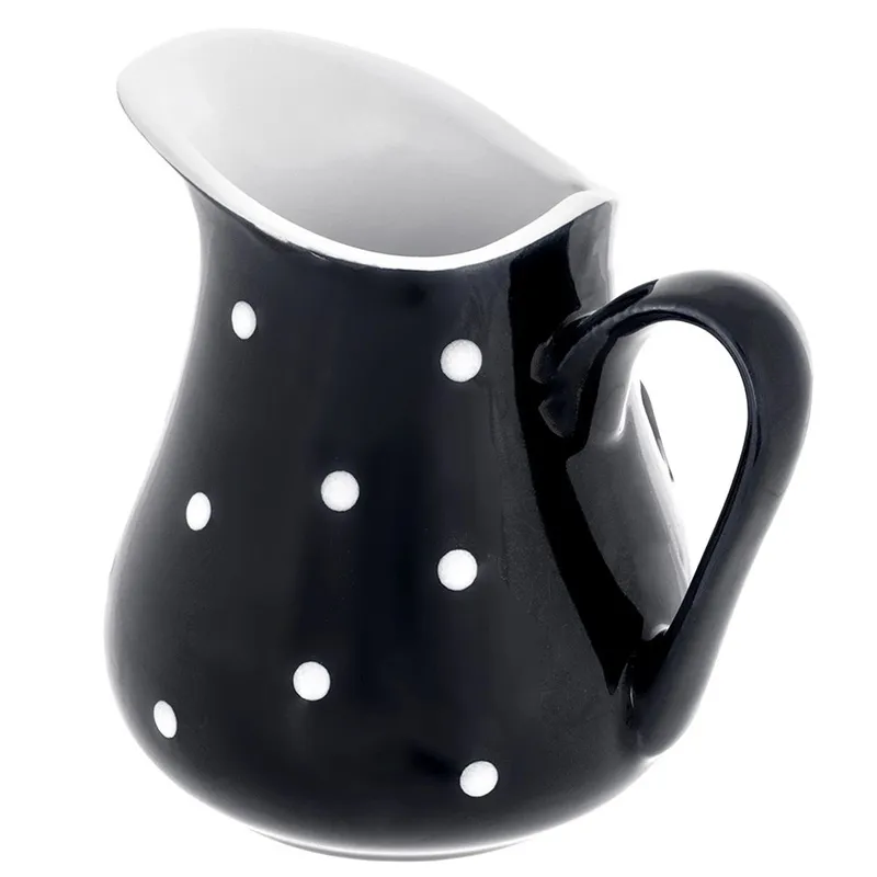 Dzbanek Ceramiczny 480 ml W Groszki Dots Mlecznik Sosjerka MEBLIVA - Czarny