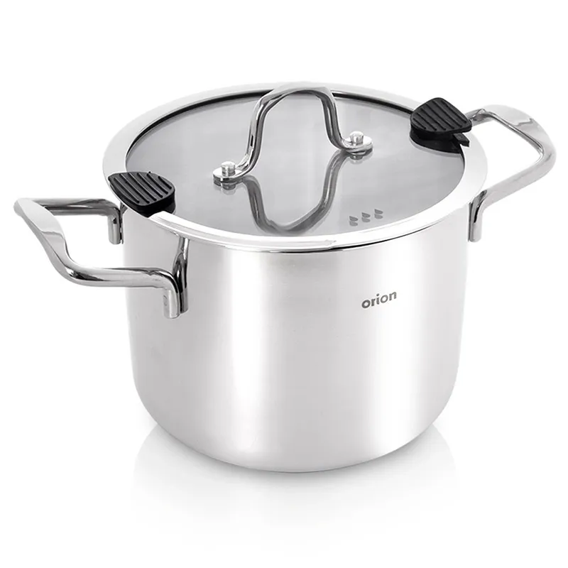 Garnek Stalowy Nierdzewny 3,5 l Venice Pokrywka Szklana 18 cm MEBLIVA