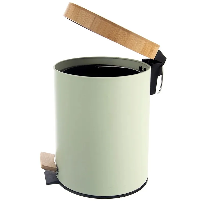 Kosz Na Śmieci 5 l Greenish Bambusowy Pedał Łazienkowy MEBLIVA - Miętowy