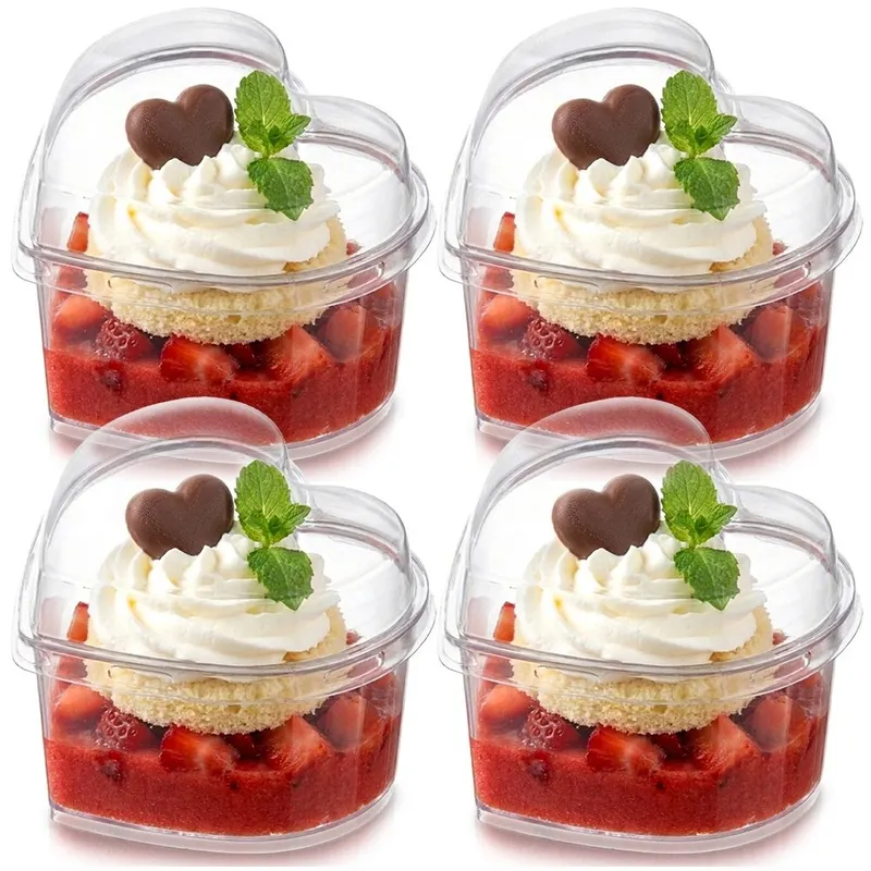 Pucharki Serce Z Pokrywkami 130ml Zestaw 4 szt. Finger Food MEBLIVA