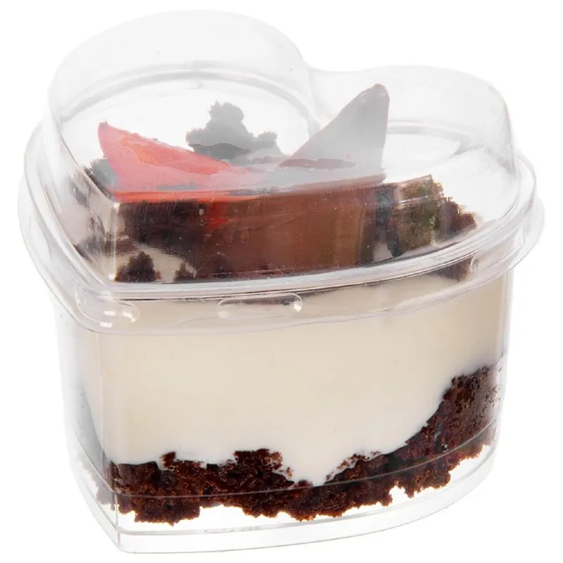 Pucharki Serce Z Pokrywkami 130ml Zestaw 4 szt. Finger Food MEBLIVA