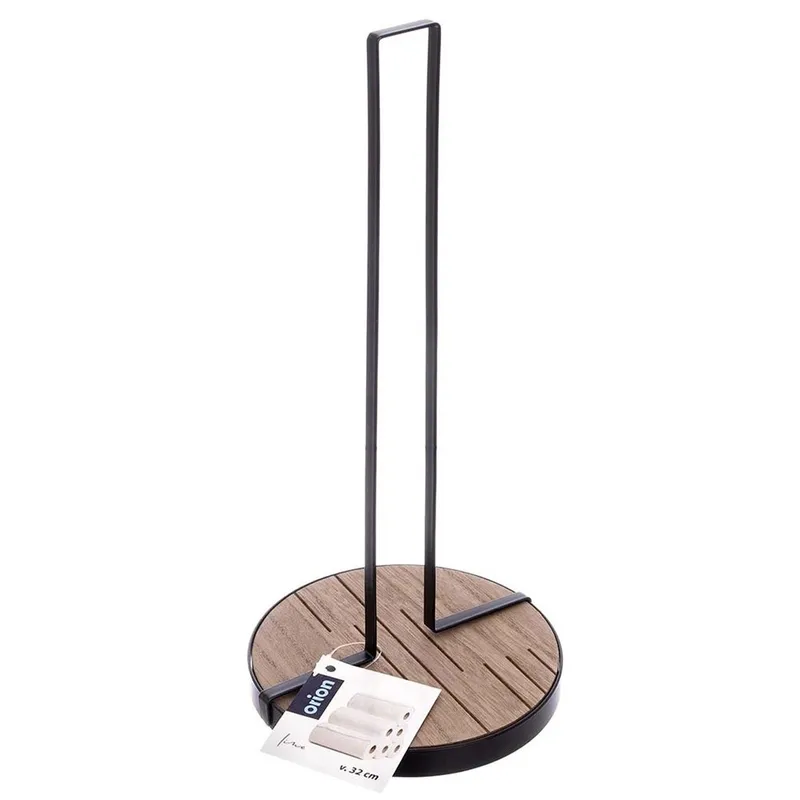 Stojak Na Ręcznik Papierowy Loft Metal Drewno Line Kuchnia MEBLIVA - Czarny