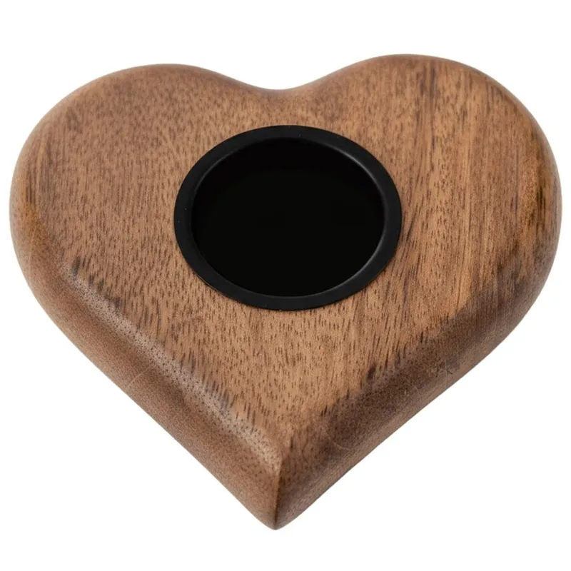 Świecznik Serce Drewno MANGOWCA Na Tealight 12,5 cm Duży Boho MEBLIVA