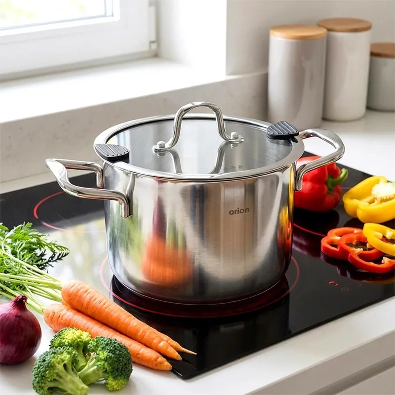 Wysoki Garnek Stalowy 2,3 l Venice 16 cm Indukcja Stal 304 MEBLIVA